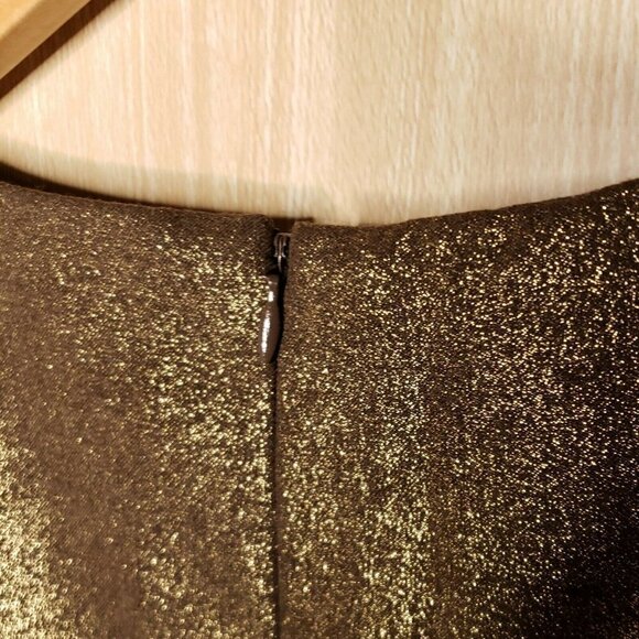 Per  Se  Wool Blend Metallic Gold Sheath Dress - Picture 5 of 7